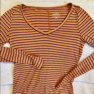 Hollister Long Sleeve Striped Henley T